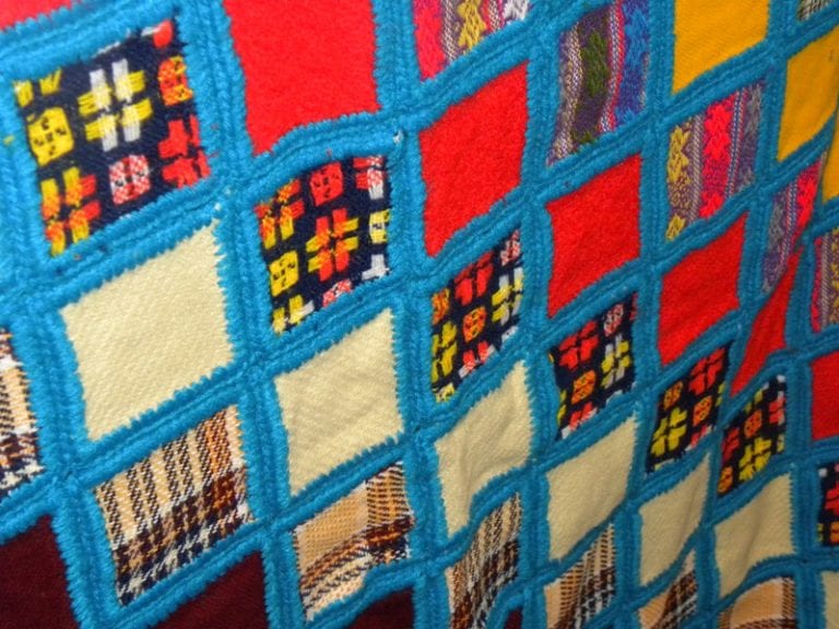 Blue Crocheted Square Quilt