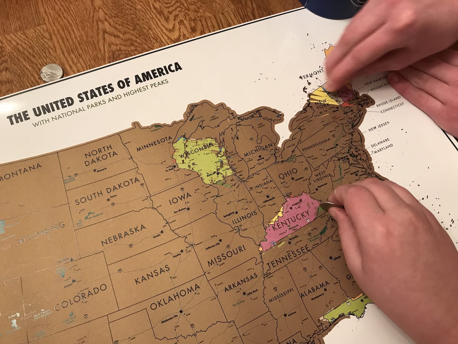 Scratch off travel tracker map of the United States of America