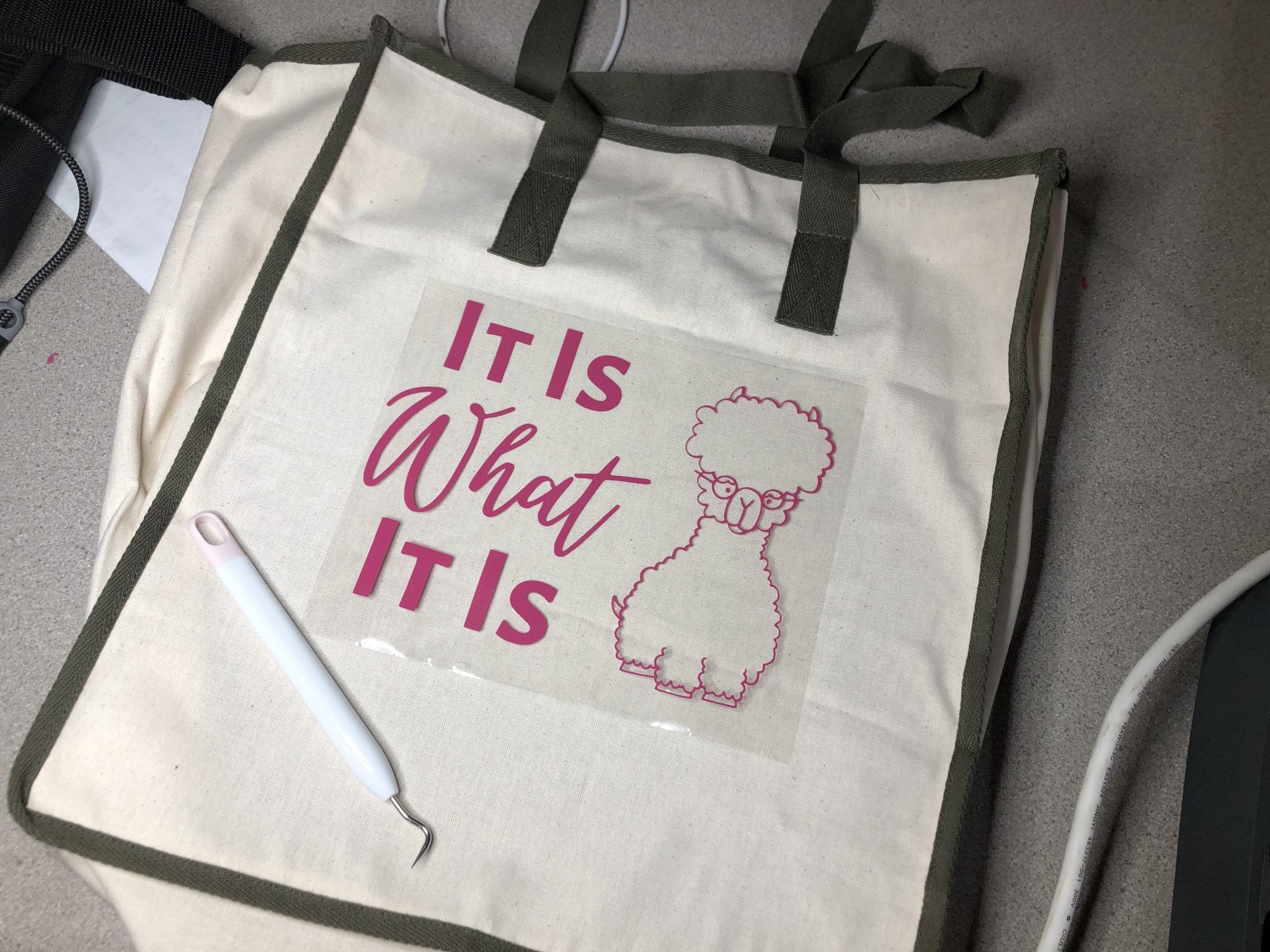 “It Is What It Is” Tote Bag Gift with Cricut Vinyl Hobbies on a Budget