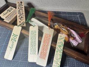 Ink Stamped Wood Bookmarks