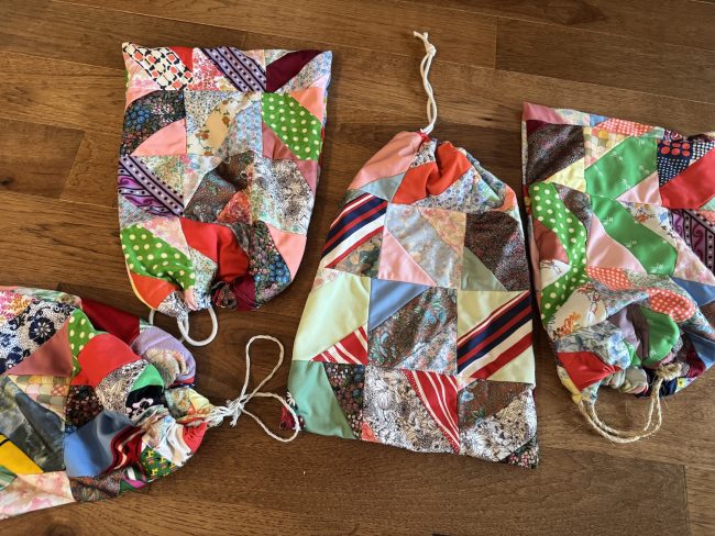 Scrappy Quilt Topper Drawstring Storage Bag