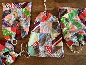 Repurposed Quilt Topper Drawstring Storage Bag