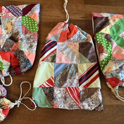 Scrappy Quilt Topper Drawstring Storage Bag - Image 1