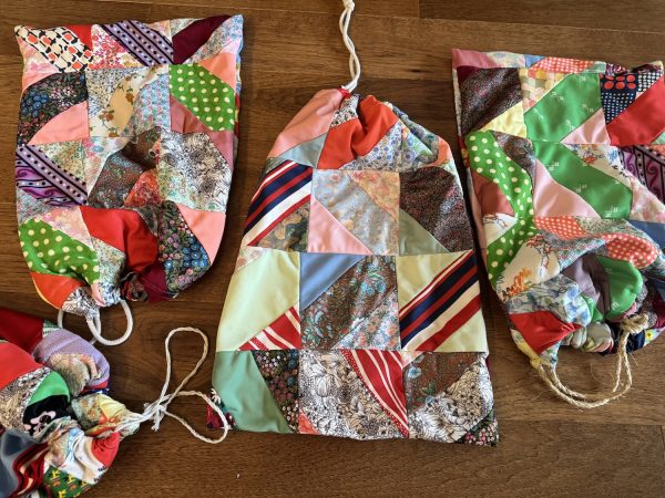 Scrappy Quilt Topper Drawstring Storage Bag