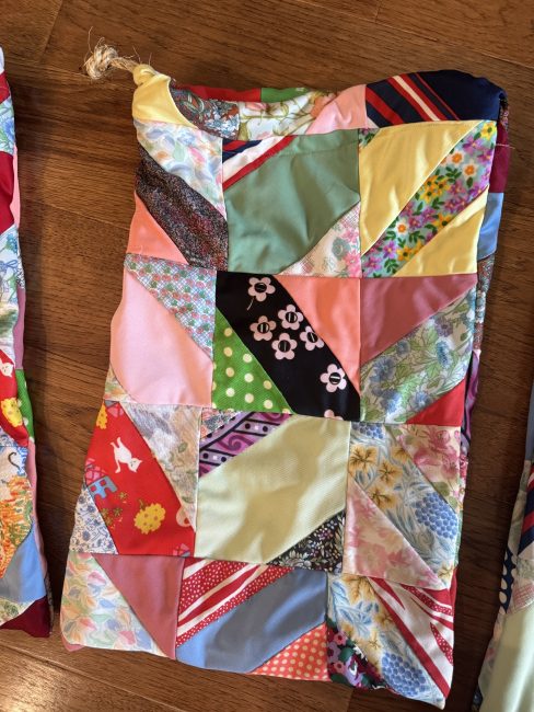 Scrappy Quilt Topper Drawstring Storage Bag
