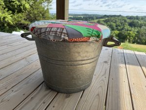 Easy Footstool Makeover Using a Scrappy Crazy Quilt