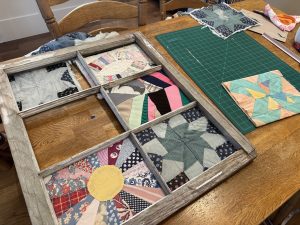 Vintage Window Frame Quilt Display
