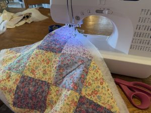 Quilted Table Runner using found fabric scraps