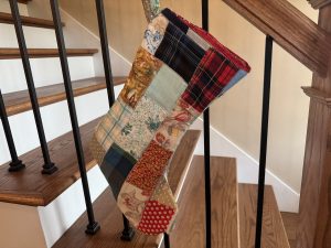 Vintage Scrap Fabric Christmas Stocking
